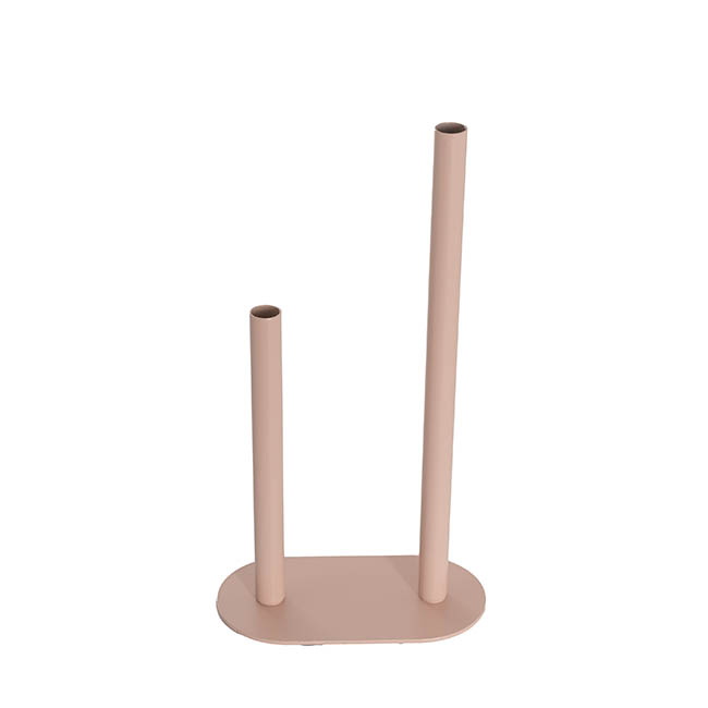Asymmetrical Two Tube Metal Vase Soft Pink Adelaide Wedding Hire