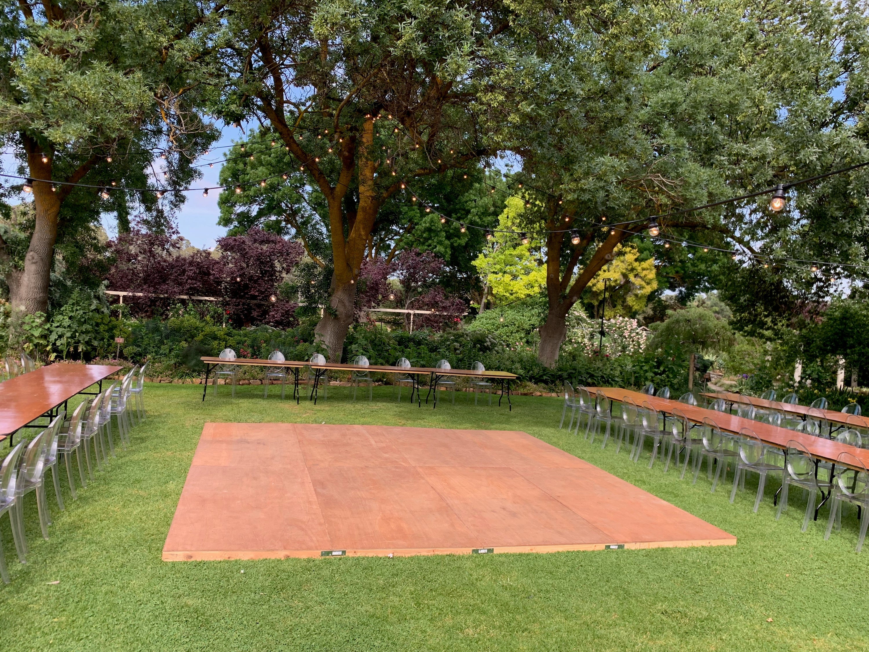 Natural Wood Dance Floor 4.8M x 3.6M Adelaide Wedding Hire