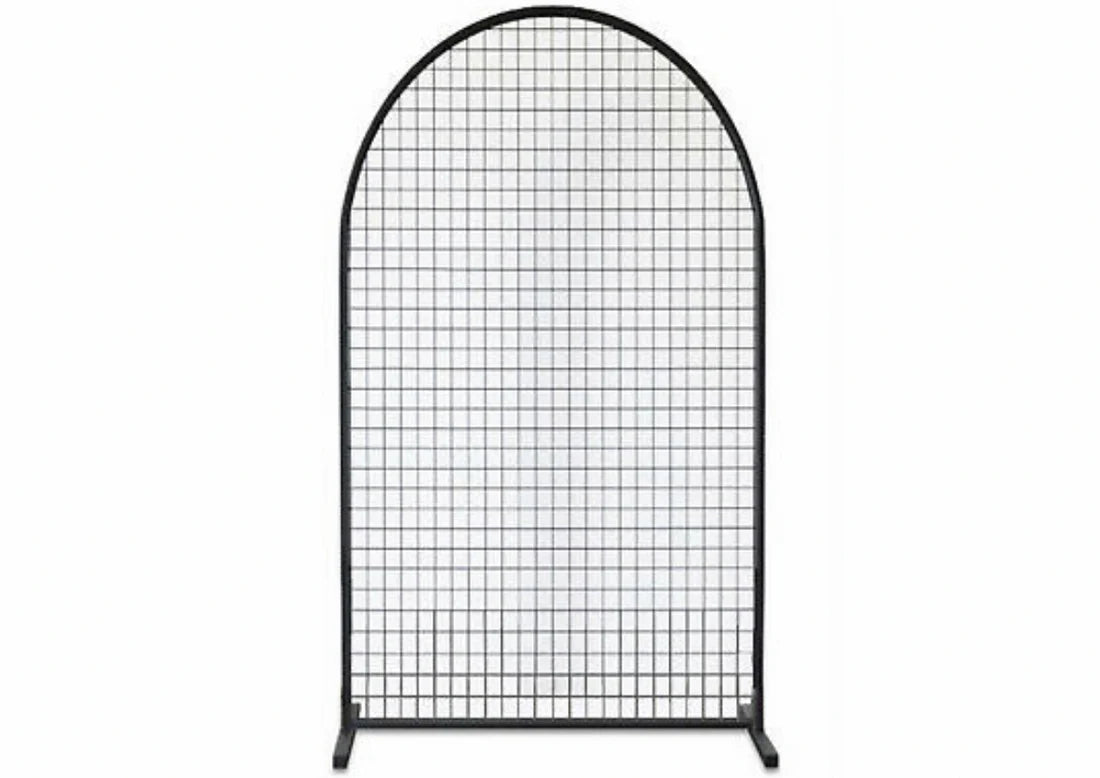 Black Round Arch Mesh Display – Adelaide Wedding Hire